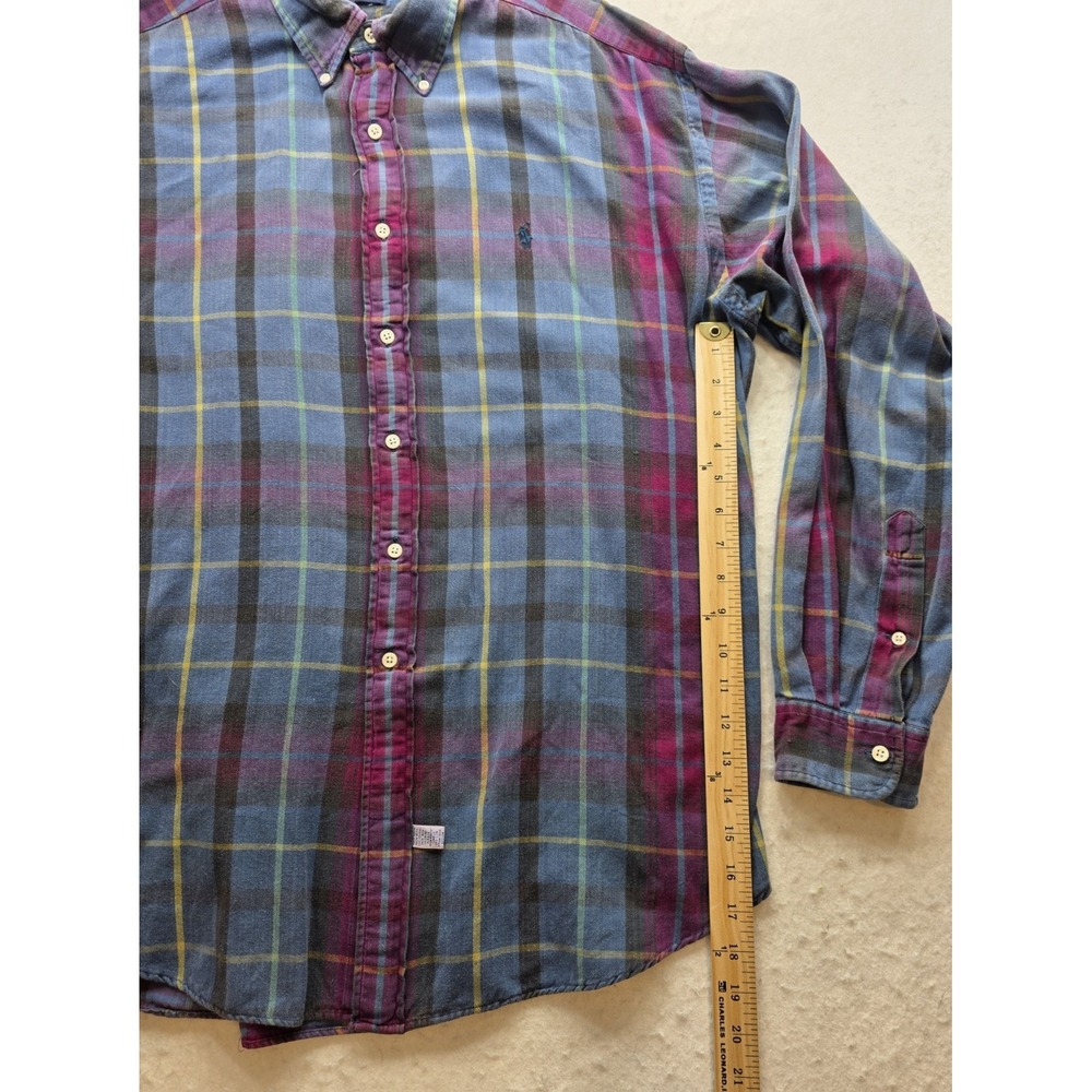 Ralph Lauren Men's Blue & Purple Plaid Long Sleeve Button Up Shirt. Size L - Picture 5 of 8